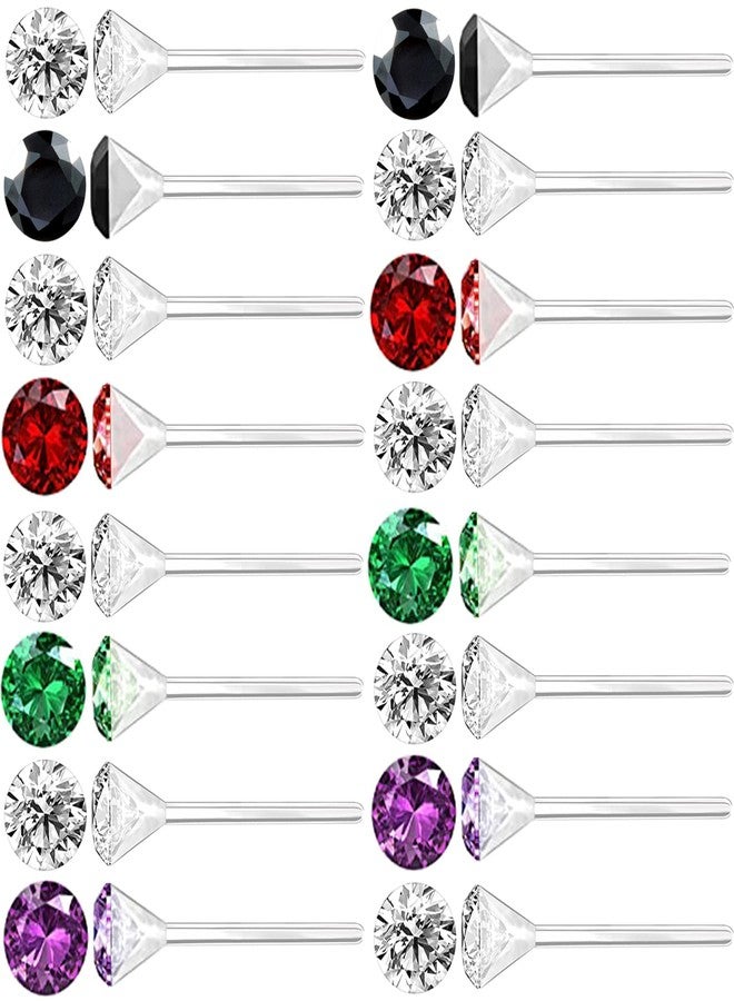 Melimarry Anti Allergy Plastic Earrings for Sensitive Ears, Silicone Soft Earring Backs, Cubic Zirconia Stud Earrings Kit, 2mm, 3mm, 4mm, 5mm (5 in 1) - Image 1
